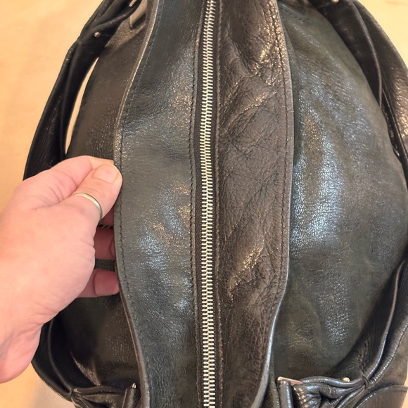CELINE Vintage ‘Bittersweet’ Gunmetal Black Lambskin Leather Hobo Bag - Picture 11 of 16